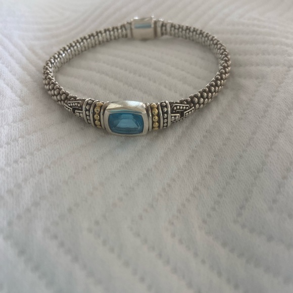 LAGOS blue topaz sterling and 18kt gold bracelet - Picture 2 of 12